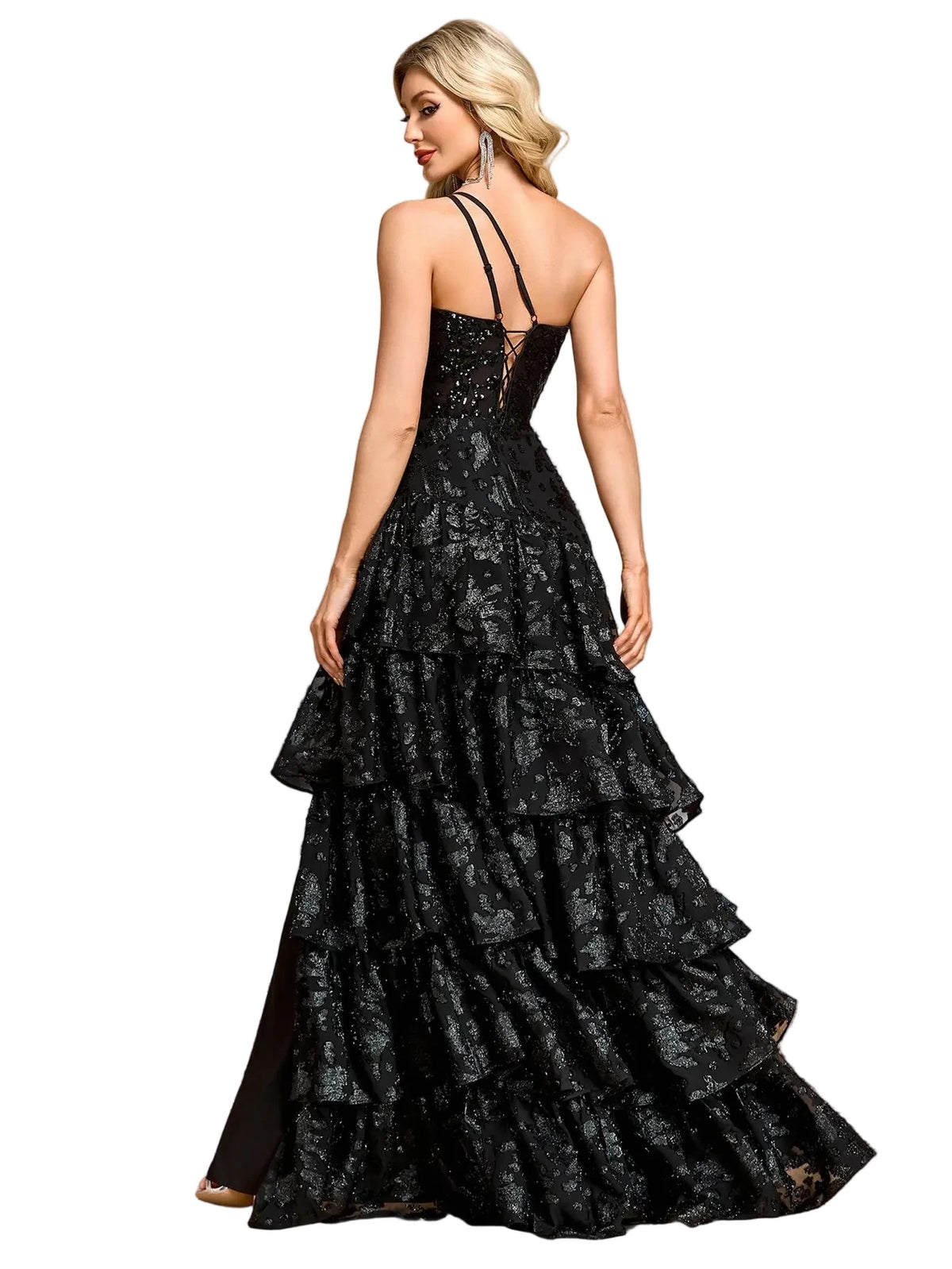 Elegant Black One-Shoulder Long Dress