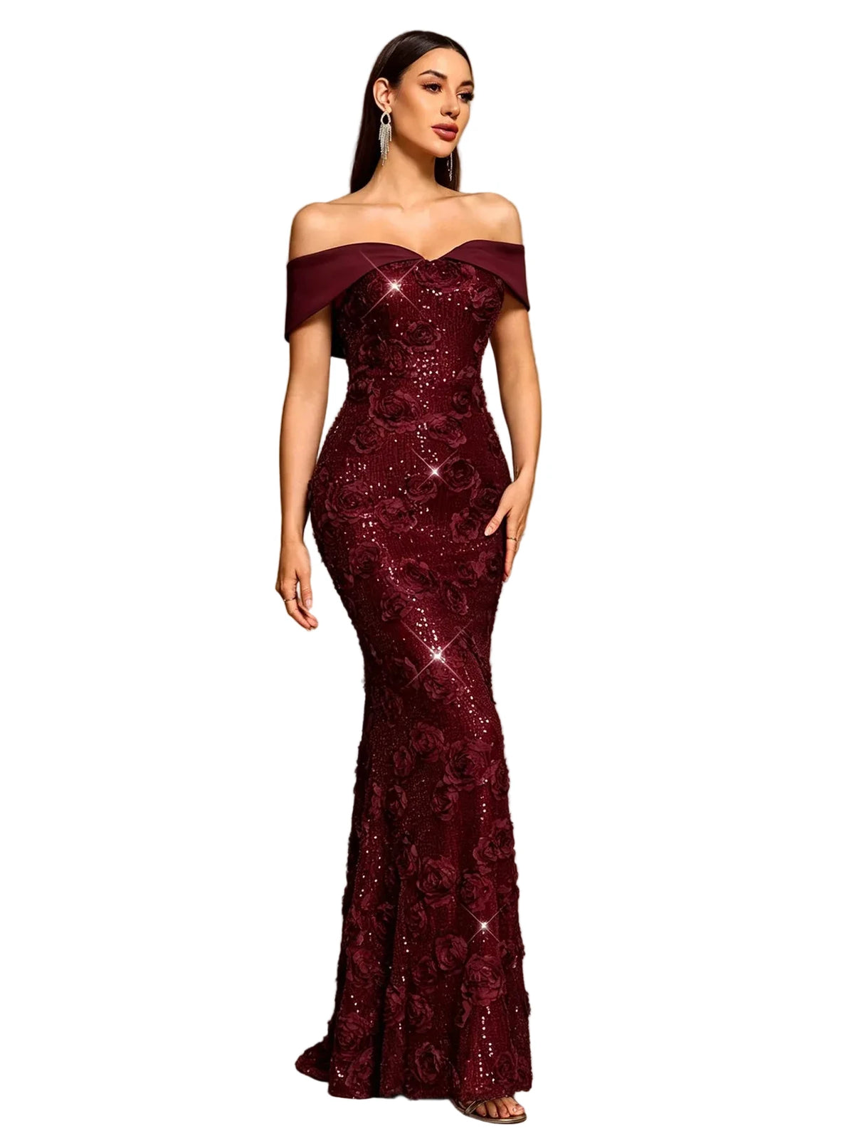 Shiny Off Shoulder Mermaid Evening Dress