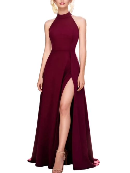 Women's Halter High-Split Evening Maxi Dress